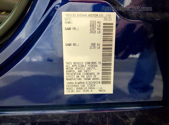 1N4BL4CW8RN330904 2024 NISSAN ALTIMA Синий Вид подкапотного пространства