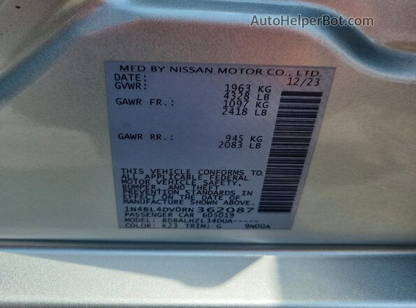 1N4BL4DV0RN362087 2024 NISSAN ALTIMA Silver Engine compartment view