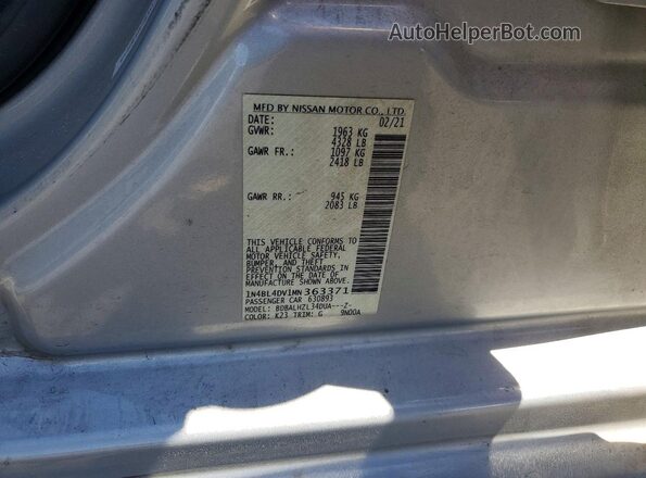 1N4BL4DV1MN363371 2021 NISSAN ALTIMA Silver Вид підкапотного простору
