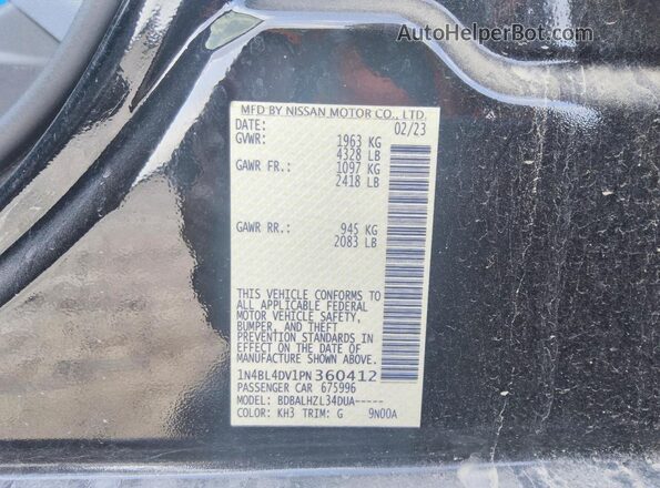 1N4BL4DV1PN360412 2023 NISSAN ALTIMA Black ძრავის განყოფილების ხედი