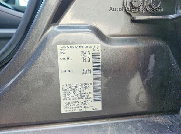 1N4BL4DV1PN376352 2023 NISSAN ALTIMA Gray Вид наклейки з VIN-кодом