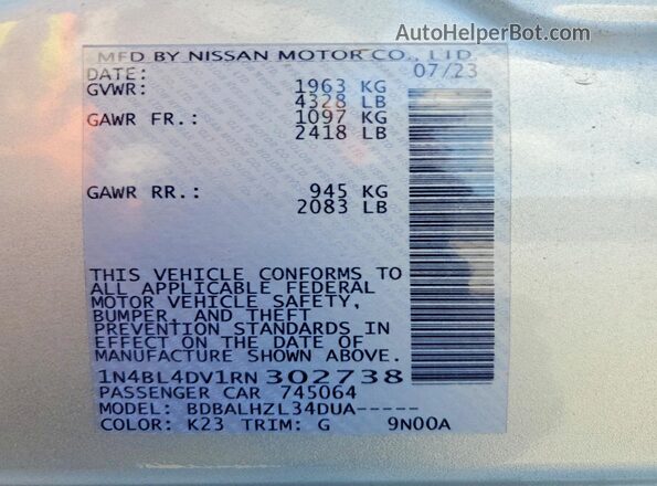 1N4BL4DV1RN302738 2024 NISSAN ALTIMA Silver ძრავის განყოფილების ხედი