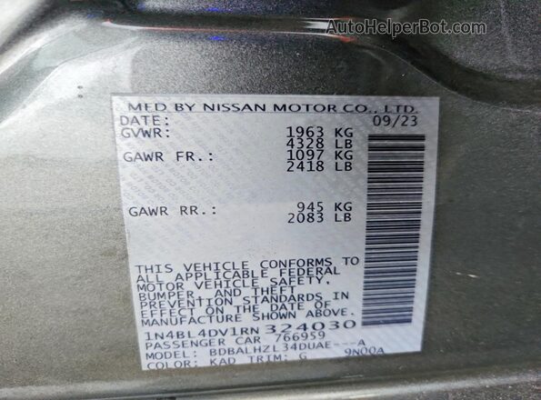 1N4BL4DV1RN324030 2024 NISSAN ALTIMA Gray ძრავის განყოფილების ხედი