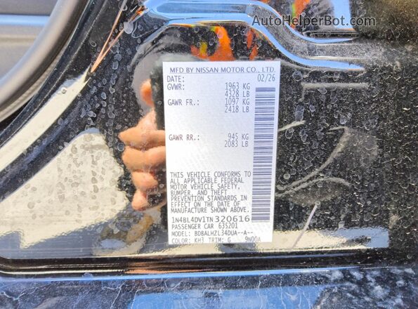 1N4BL4DV1TN320616 2026 NISSAN ALTIMA Black Вид наклейки з VIN-кодом