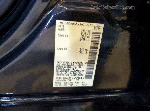 1N4BL4DV2KC127045 2019 NISSAN ALTIMA Purple VIN sticker view