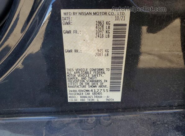 1N4BL4DV2MN412755 2021 NISSAN ALTIMA Gray Widok komory silnika