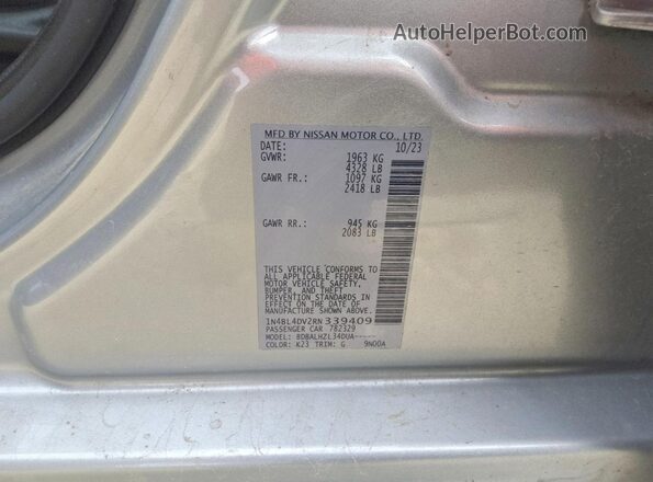 1N4BL4DV2RN339409 2024 NISSAN ALTIMA Silver VIN კოდის სტიკერის ხედი