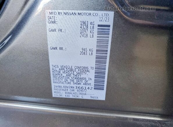 1N4BL4DV2RN366142 2024 NISSAN ALTIMA Gray Vista del compartimento del motor