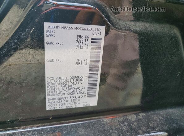 1N4BL4DV2RN376427 2024 NISSAN ALTIMA Black VIN կոդի պիտակի տեսք