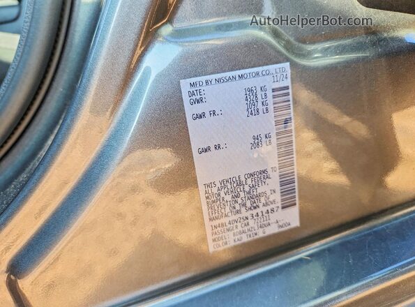 1N4BL4DV2SN341487 2025 NISSAN ALTIMA Gray Շարժիչի բաժամունքի տեսք