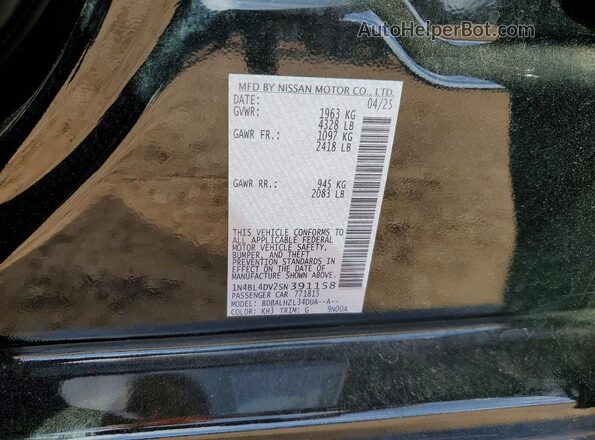 1N4BL4DV2SN391158 2025 NISSAN ALTIMA Черный Вид подкапотного пространства