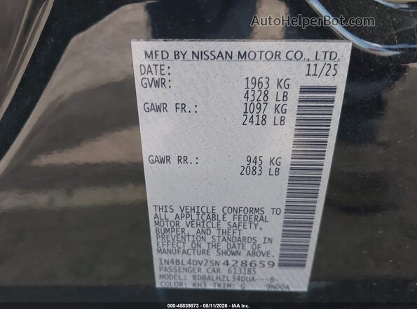 1N4BL4DV2SN428659 2025 NISSAN ALTIMA Black Engine compartment view