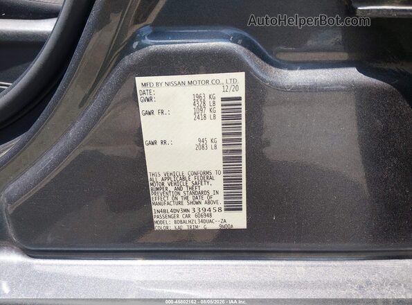 1N4BL4DV3MN339458 2021 NISSAN ALTIMA Серый Вид подкапотного пространства