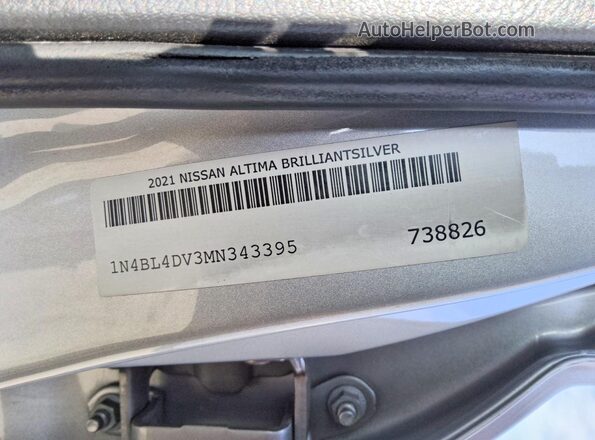 1N4BL4DV3MN343395 2021 NISSAN ALTIMA Серебряный Вид подкапотного пространства