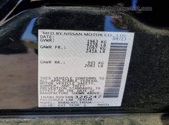 1N4BL4DV3RN326247 2024 NISSAN ALTIMA Black ძრავის განყოფილების ხედი