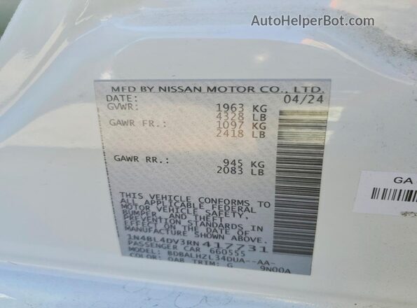 1N4BL4DV3RN417731 2024 NISSAN ALTIMA White Widok komory silnika