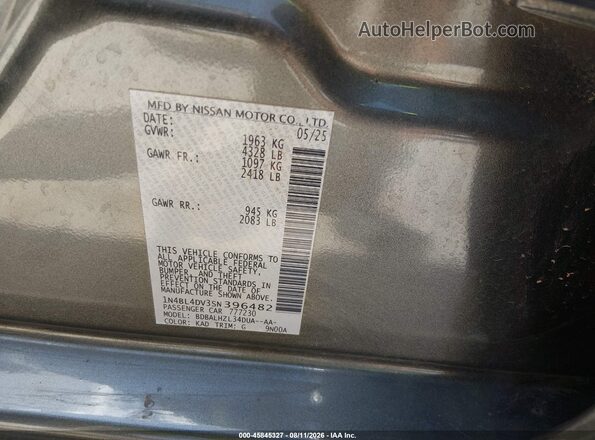 1N4BL4DV3SN396482 2025 NISSAN ALTIMA Gray Շարժիչի բաժամունքի տեսք