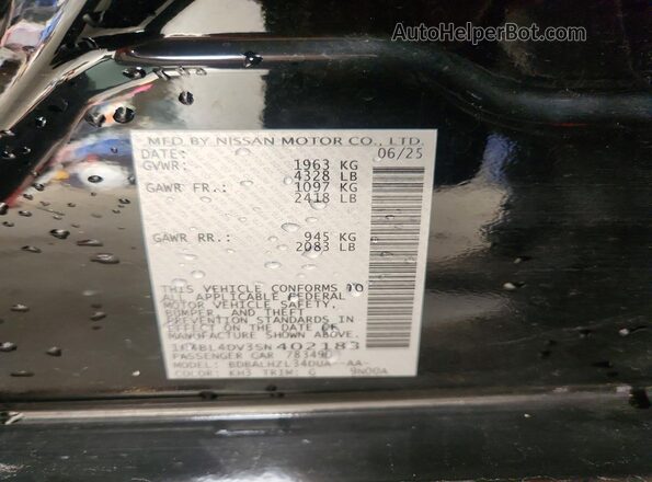 1N4BL4DV3SN402183 2025 NISSAN ALTIMA Black Շարժիչի բաժամունքի տեսք