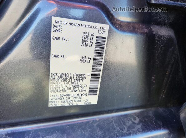 1N4BL4DV4MN328095 2021 NISSAN ALTIMA Gray Շարժիչի բաժամունքի տեսք
