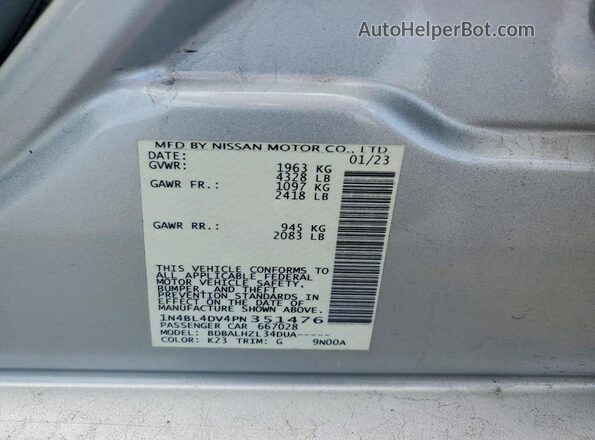1N4BL4DV4PN351476 2023 NISSAN ALTIMA Silver Engine compartment view