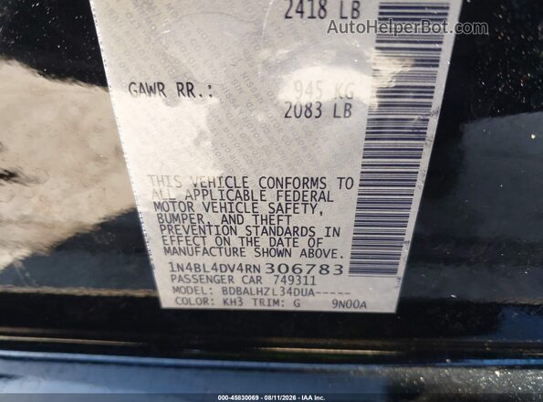 1N4BL4DV4RN306783 2024 NISSAN ALTIMA Black Widok komory silnika