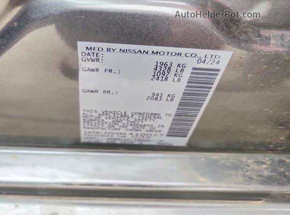 1N4BL4DV4RN410027 2024 NISSAN ALTIMA Gray Widok komory silnika