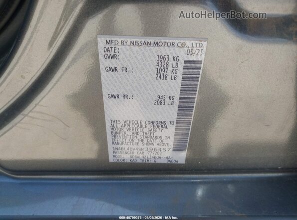 1N4BL4DV4SN396457 2025 NISSAN ALTIMA Gray Widok komory silnika