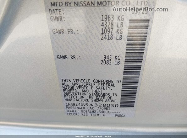 1N4BL4DV5RN328050 2024 NISSAN ALTIMA Silver Engine compartment view