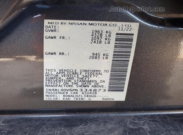 1N4BL4DV6PN334873 2023 NISSAN ALTIMA Gray Вид підкапотного простору