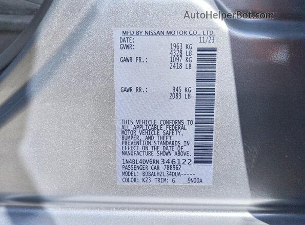 1N4BL4DV6RN346122 2024 NISSAN ALTIMA Silver Vista del compartimento del motor