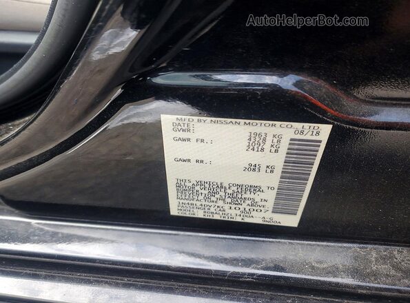 1N4BL4DV7KC101007 2019 NISSAN ALTIMA Черный Вид наклейки с VIN-кодом