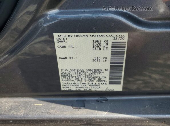 1N4BL4DV7MN341505 2021 NISSAN ALTIMA Серый Вид подкапотного пространства
