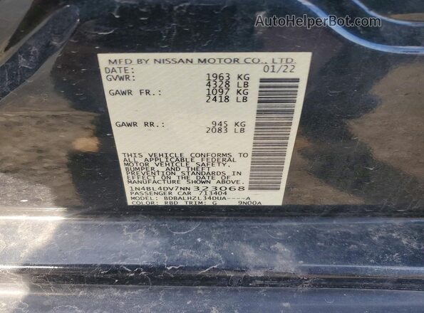 1N4BL4DV7NN323068 2022 NISSAN ALTIMA Черный Вид подкапотного пространства