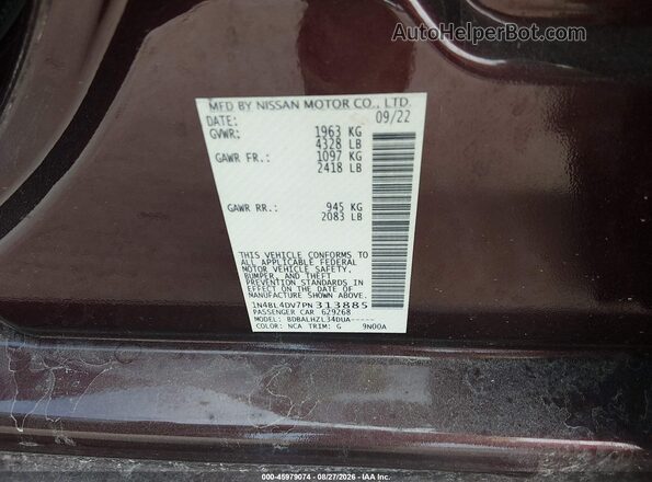 1N4BL4DV7PN313885 2023 NISSAN ALTIMA Бордовый Вид подкапотного пространства