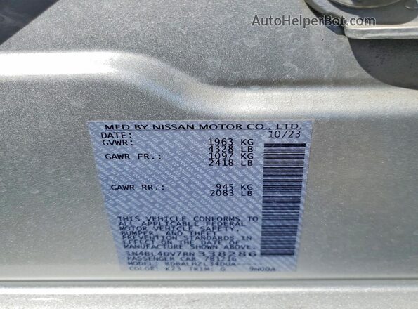 1N4BL4DV7RN338286 2024 NISSAN ALTIMA Silver Vista de la etiqueta del VIN