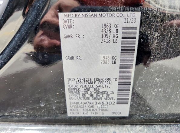 1N4BL4DV7RN348302 2024 NISSAN ALTIMA Black ძრავის განყოფილების ხედი