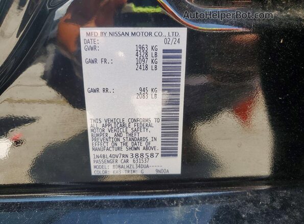 1N4BL4DV7RN388587 2024 NISSAN ALTIMA Черный Вид подкапотного пространства