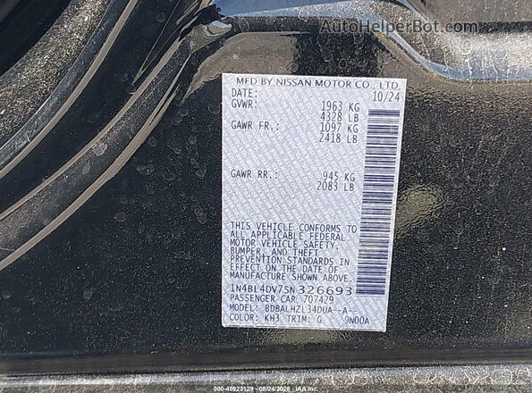 1N4BL4DV7SN326693 2025 NISSAN ALTIMA Black Vista del compartimento del motor