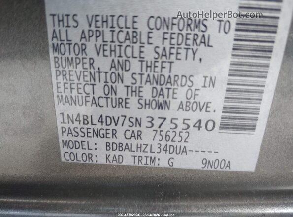 1N4BL4DV7SN375540 2025 NISSAN ALTIMA Gray Widok komory silnika