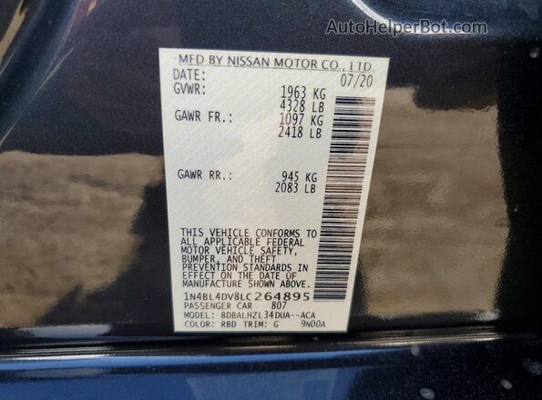 1N4BL4DV8LC264895 2020 NISSAN ALTIMA Blue Вид підкапотного простору