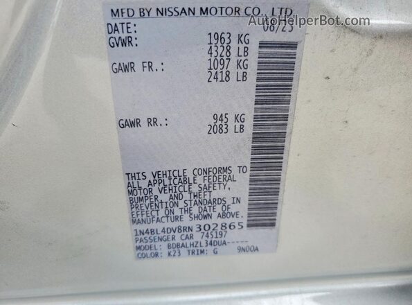1N4BL4DV8RN302865 2024 NISSAN ALTIMA Silver Вид підкапотного простору
