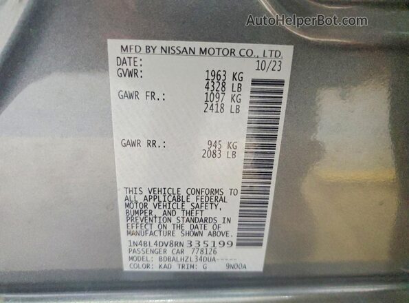 1N4BL4DV8RN335199 2024 NISSAN ALTIMA Gray Vista del compartimento del motor