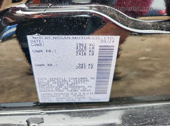 1N4BL4DV8SN323320 2025 NISSAN ALTIMA Black Vista del compartimento del motor