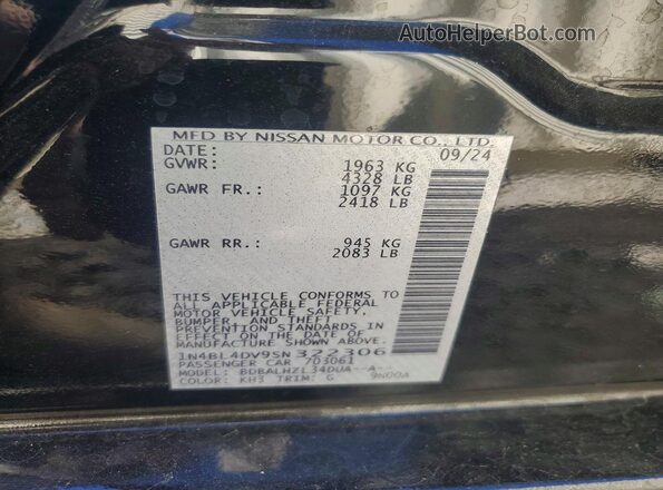 1N4BL4DV9SN322306 2025 NISSAN ALTIMA Black Вид підкапотного простору