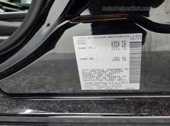 1N4BL4DV9SN371702 2025 NISSAN ALTIMA Черный Вид наклейки с VIN-кодом