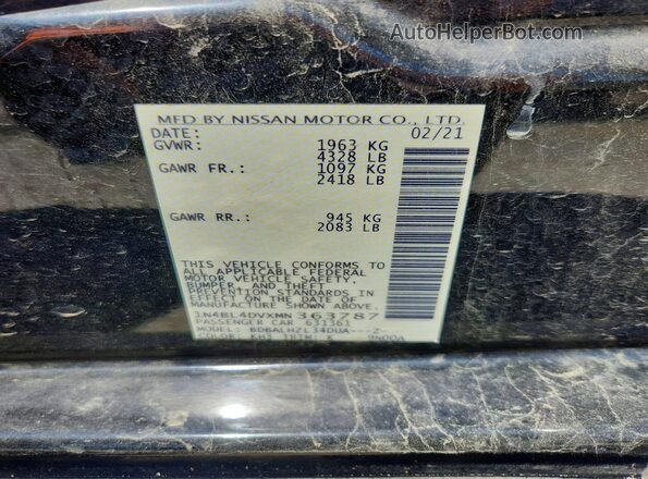 1N4BL4DVXMN363787 2021 NISSAN ALTIMA Black Widok komory silnika