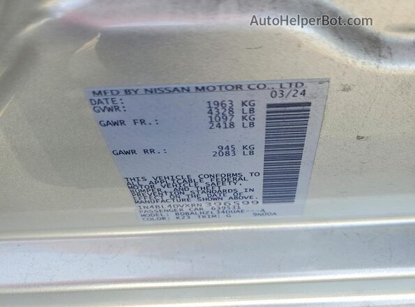 1N4BL4DVXRN396599 2024 NISSAN ALTIMA Silver Vista del compartimento del motor