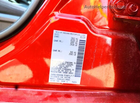 1N4BL4DVXRN398577 2024 NISSAN ALTIMA Красный Вид подкапотного пространства