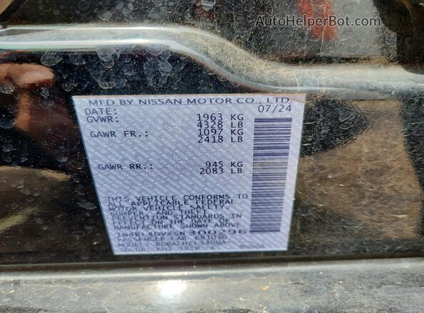 1N4BL4DVXSN300296 2025 NISSAN ALTIMA Black Вид наклейки з VIN-кодом