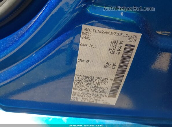 1N4BL4DVXSN366346 2025 NISSAN ALTIMA Blue ძრავის განყოფილების ხედი